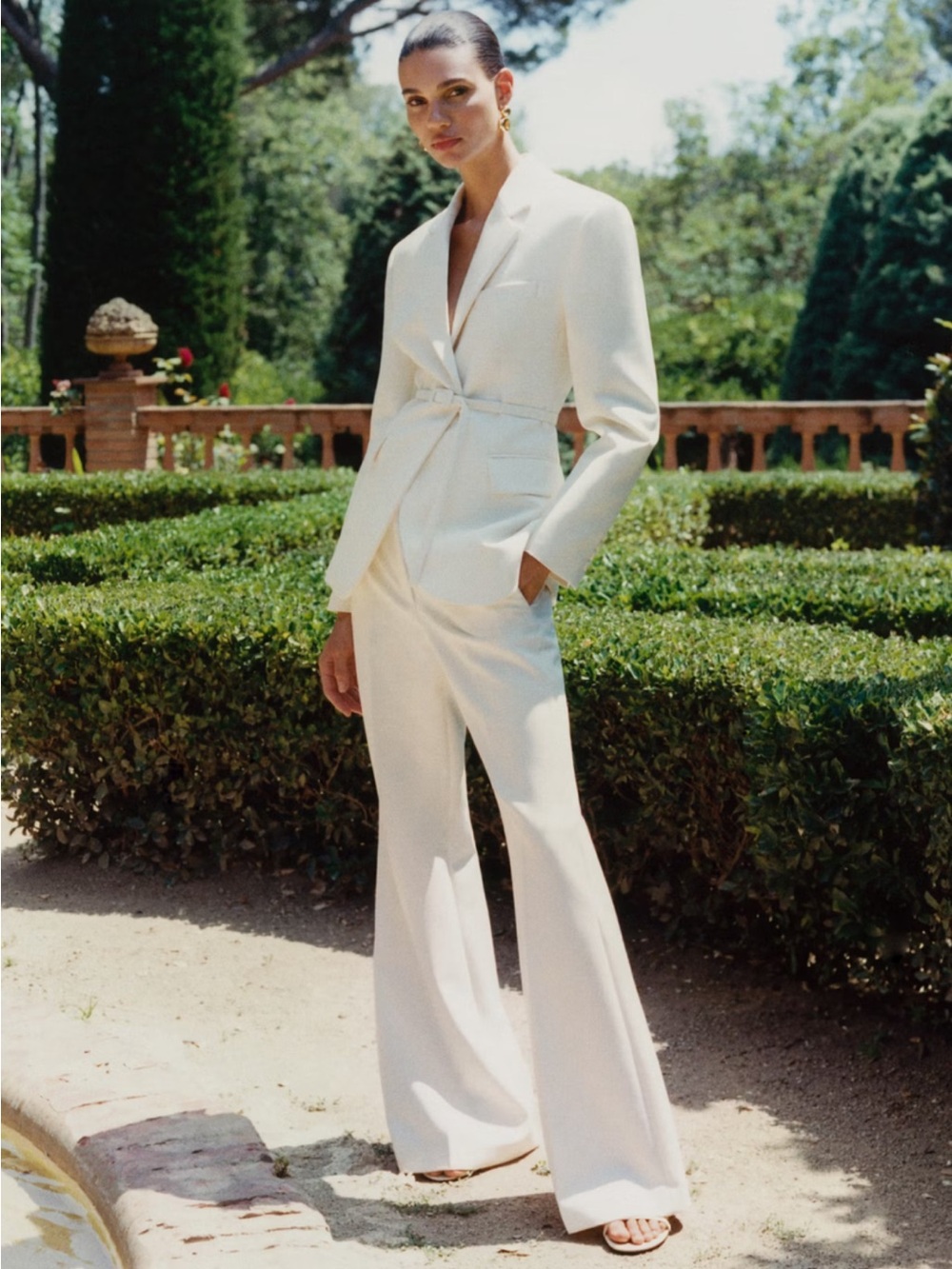 NWT MANGO Flared Suit Pants Cream
